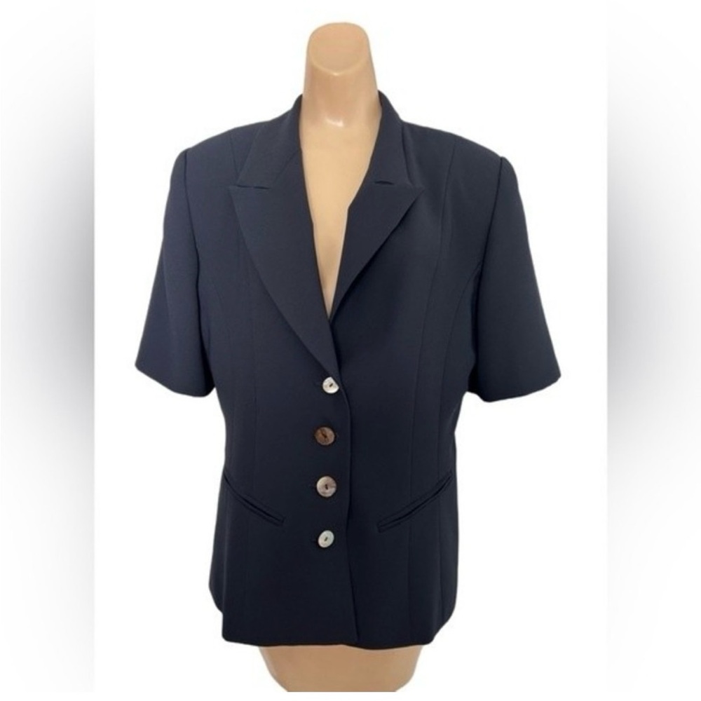 Vintage Ben & Elle New York Navy Blue Short Sleeve Blazer Women 12
